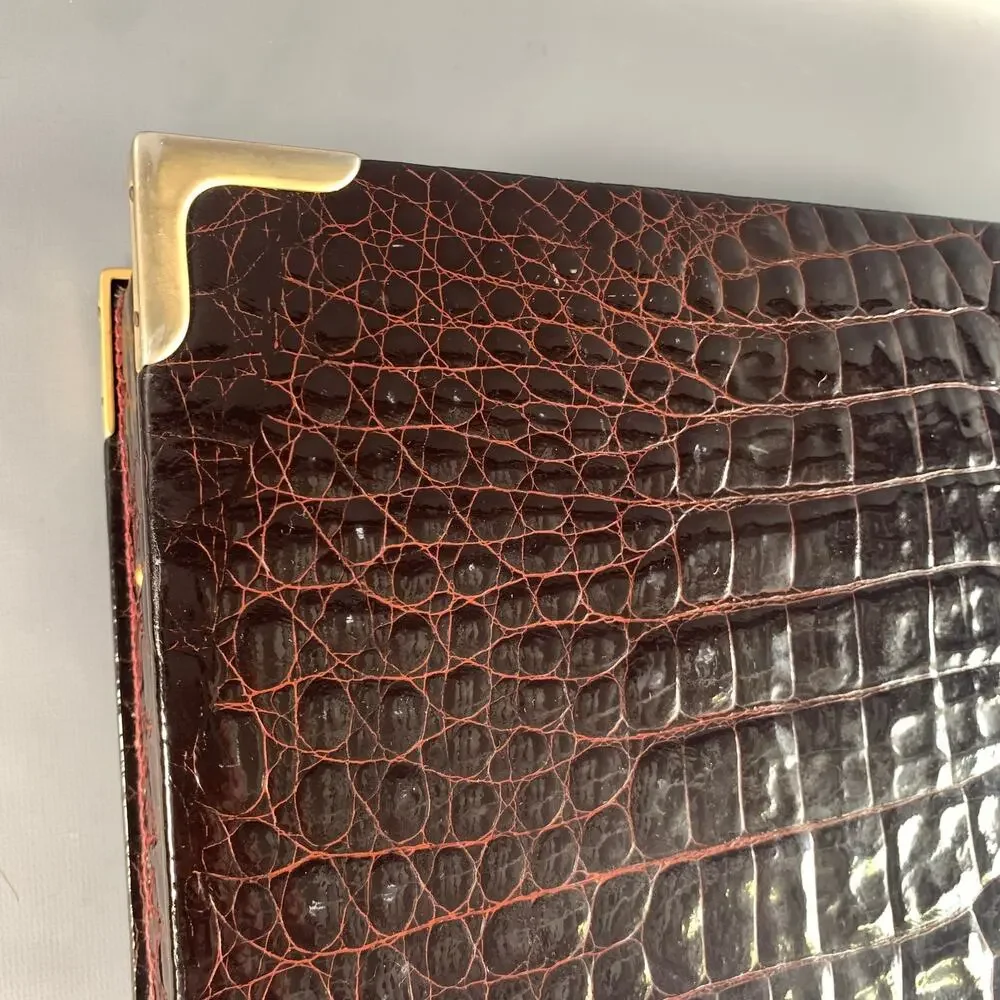 BELLESCO Brown Alligator Leather Briefcase Bags